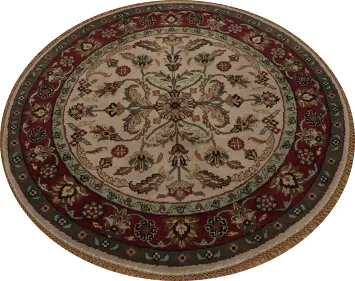 Elegant Round Agra Oriental Rug 4x4 with Floral Patterns