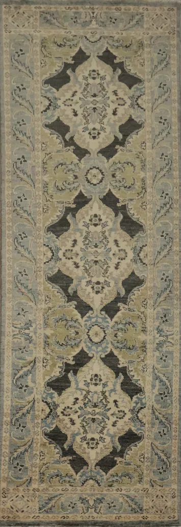 Classic Elegance Floral Oushak Turkish Runner Rug 3x9