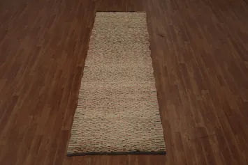 Elegant Earth-Toned Handcrafted Gabbeh Runner Rug 3x9