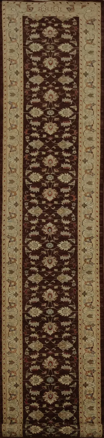 Long Peshawar Runner Rug 3x18 with Ornate Floral Motifs