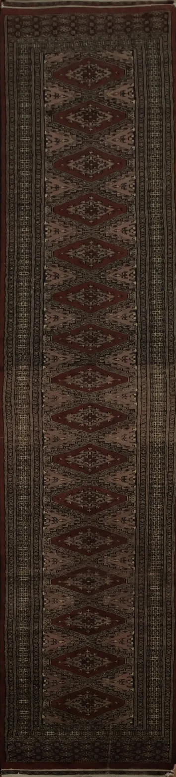 Red Bokhara Runner Rug 2x12 with Traditional Motif and Charm