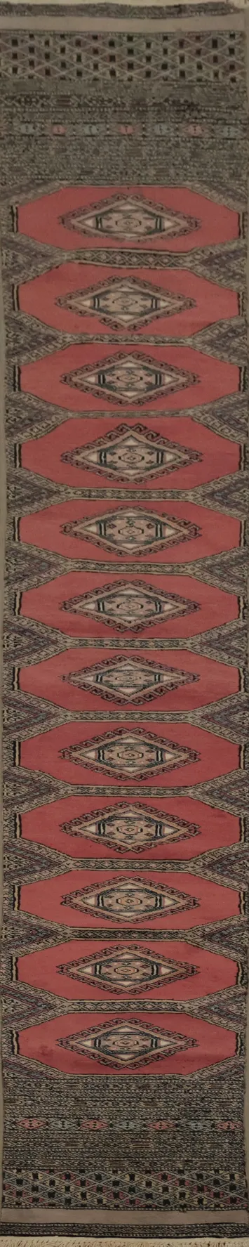 Classic Style Bokhara Runner Rug 1x11 with Geometric Charm