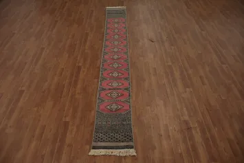 Classic Style Bokhara Runner Rug 1x11 with Geometric Charm