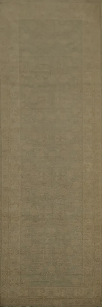 Muted Oushak Turkish Runner Rug 3x10 for Timeless Elegance