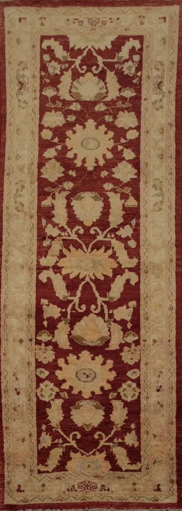 Timeless Red Peshawar Runner Rug 3x8 with Floral Motifs