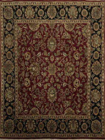 Opulent Agra Square Area Rug 8x8 Rich Red Floral Design