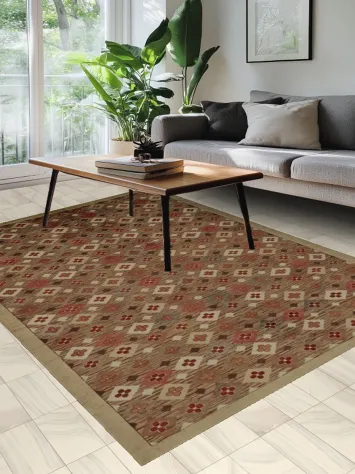 Geometric Contemporary Area Rug 7x10 with Rich Earthy Hues