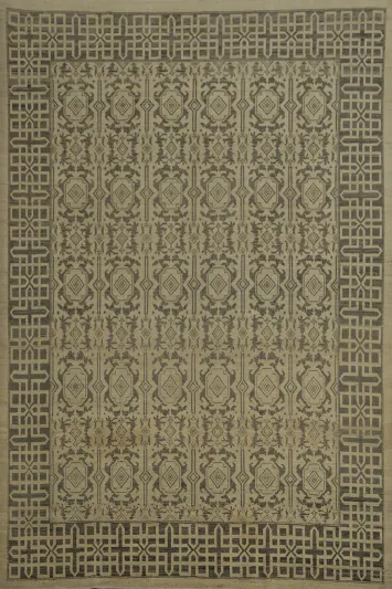 Luxury Peshawar Area Rug 8x10 with a Bold Geometric Border