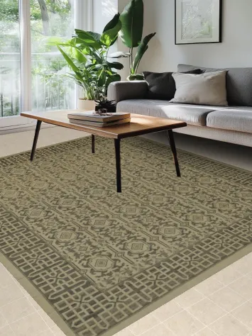 Luxury Peshawar Area Rug 8x10 with a Bold Geometric Border