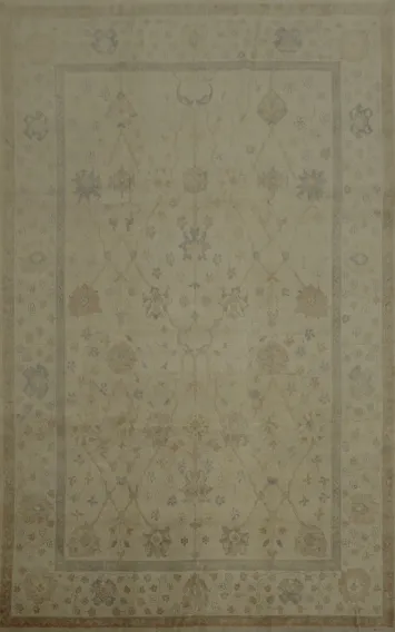Soft Tones Artful Patterns in a Oushak Large Area Rug 9x12