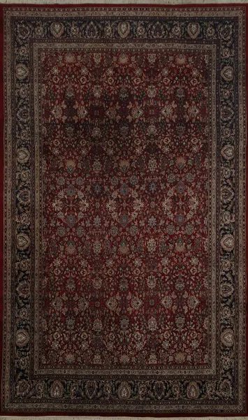 Classic Sarouk Area Rug 9x13 in Rich Red with Ornate Patterns