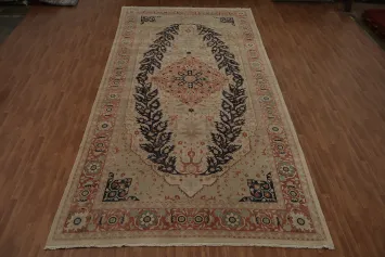 Classic Neutral and Navy Ziegler Persian Rug with Intricate Vintage Design 10x19