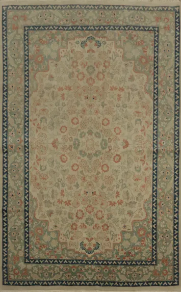 Antique Look Ziegler Area Rug 6x8 with Floral Border Design