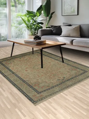 Antique Look Ziegler Area Rug 6x8 with Floral Border Design