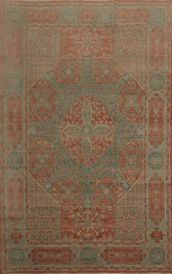 Large Ornate Oushak Area Rug 10x14 with Geometric Design