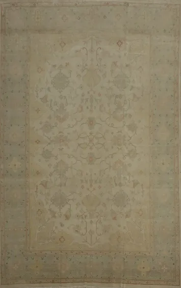 Antique Look Oushak Area Rug 10x13 with Subtle Ornate Details