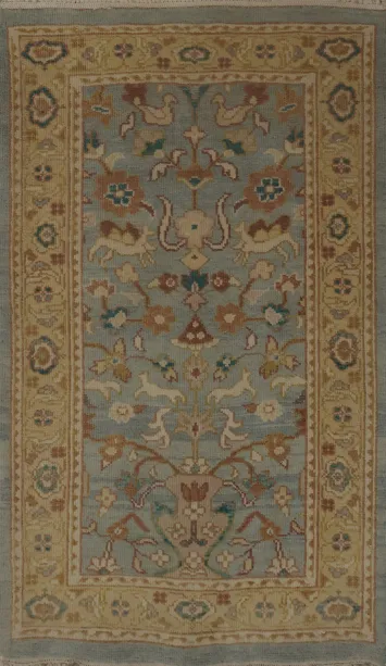 Antique Look Floral Blue Tone Ziegler Oriental Rug 2x3