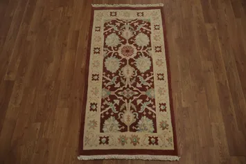 Sumptuous Burgundy and Cream Handmade Egyptian Accent Rug 2x4