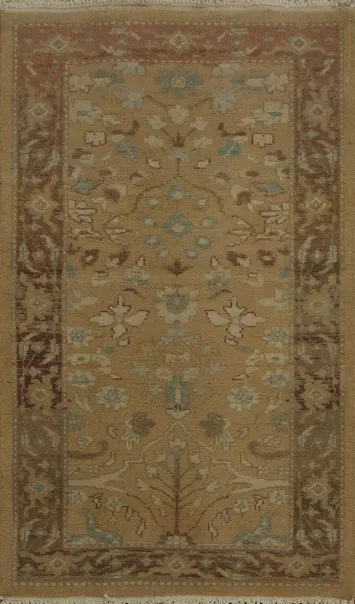 Elegant Traditional Beige Rug with Intricate Floral Design 2x4