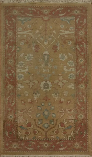 Warm Earth-Toned Rug with Traditional Floral Ornamentation 2x4