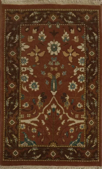 Classic Dark Brown Rust Egyptian Rug with Vibrant Flowers and Earthy Tones 2x3
