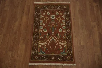 Classic Dark Brown Rust Egyptian Rug with Vibrant Flowers and Earthy Tones 2x3