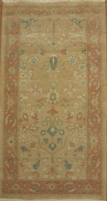 Elegant Beige Antique Look Egyptian Rug with Intricate Floral Patterns 2x4