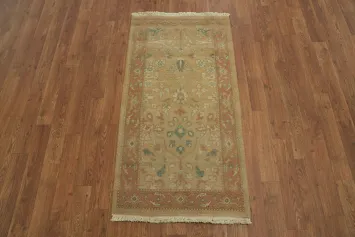 Elegant Beige Antique Look Egyptian Rug with Intricate Floral Patterns 2x4