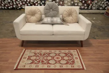 Intricate Floral Designs on a Warm Red Traditional Rug 2x4