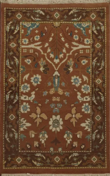 Brown Floral Vegetable Dye Egyptian Ziegler Rug 2x3