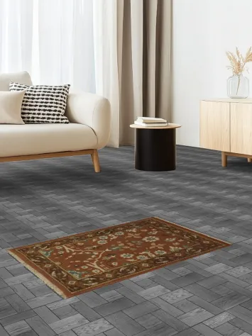 Brown Floral Vegetable Dye Egyptian Ziegler Rug 2x3