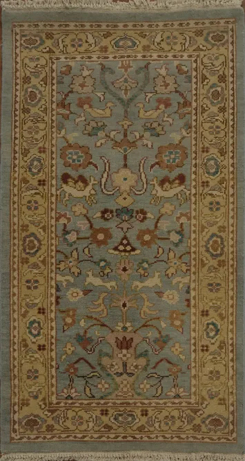 Charming Antique Look Blue Egyptian Rug with Intricate Design Details 2x4