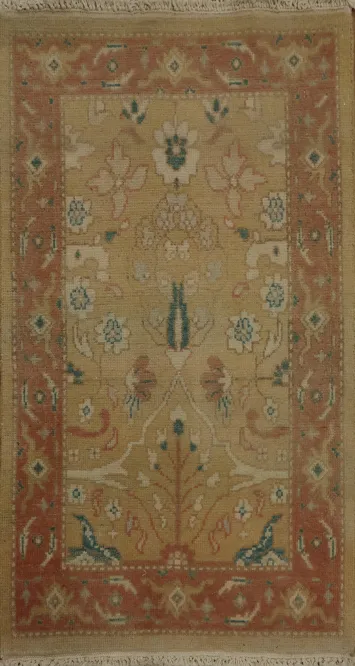 Elegant Beige and Rust Rug with Timeless Botanical Patterns 2x3