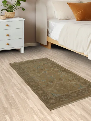 Classic Brown and Blue Rug Featuring Timeless Design 2x4