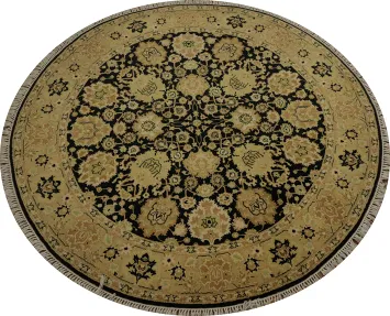 Floral Round Ziegler Oriental Rug 4x4 in Rich Color Tones