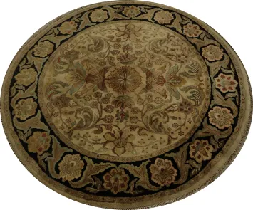 Floral Round Agra Oriental Area Rug 6x6 for Elegant Homes