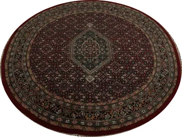 Classic Round Bidjar Oriental Area Rug 6x6 in Rich Red Tones