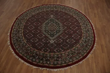 Classic Round Bidjar Oriental Area Rug 6x6 in Rich Red Tones