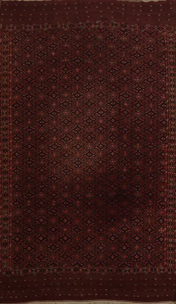 Elegant Traditional Sumak Area Rug with Rich Red and Geometric Patterns 7x11