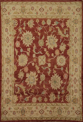 Rust and Beige All-Over Peshawar Oriental Area Rug 8x10