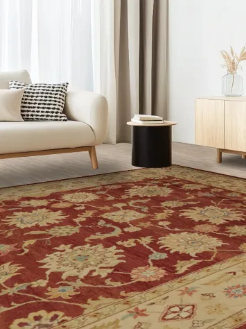 Rust and Beige All-Over Peshawar Oriental Area Rug 8x10