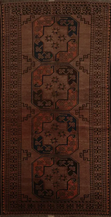 Vintage Charm Classic Balouch Geometric Pattern Brown Rug 4x7