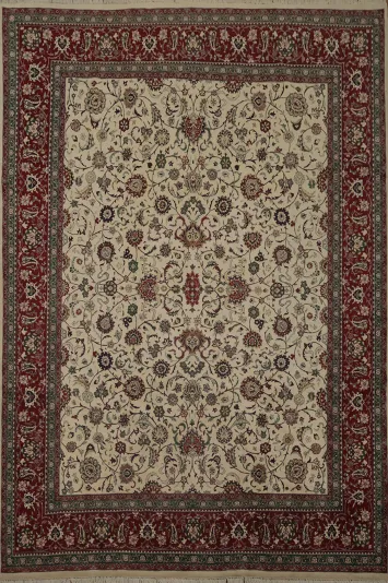 Timeless Charm: Traditional Beige and Red Medallion Rug 8x10