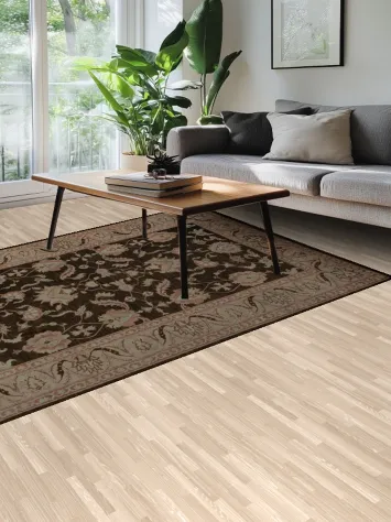 Traditional Dark Brown Peshawar Floral Pattern Rug with Vintage Charm 7x9