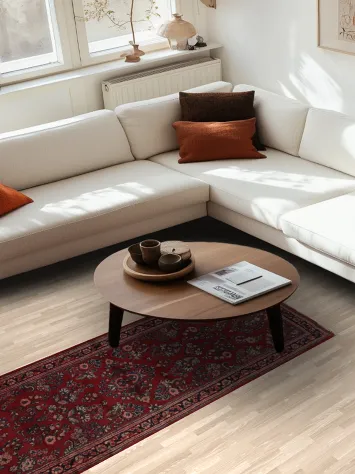 Traditional Handmade Rug in Deep Red with Detailed Motifs 3x8