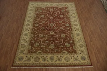 Sophisticated Floral All-Over Rust Color Large Rug 10x14