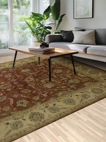Sophisticated Floral All-Over Rust Color Large Rug 10x14