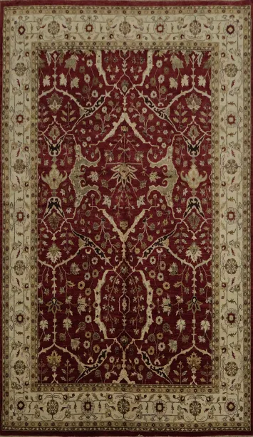 Luxurious Maroon and Beige Floral Motif Rug for Elegant Spaces 10x15