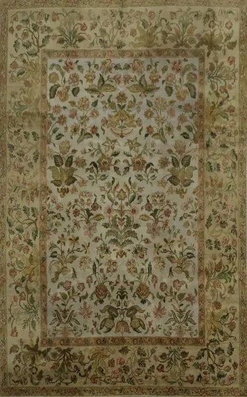 Exquisite Handcrafted All-Over Agra Rug with Classic Floral Design 9x12