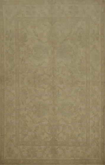 Elegant Beige Patterned Oushak Rug for a Subtle Sophisticated Ambiance 5x7